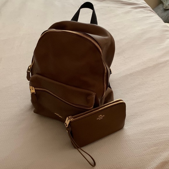 Coach Back Pack with clutch wallet. Cognac Brown - Picture 1 of 11
